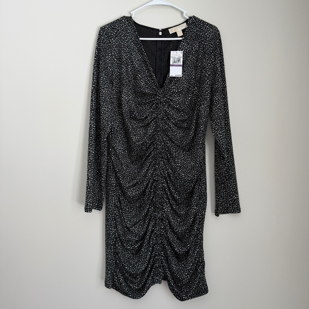 Michael Kors Black Leopard Ruched Dress – New With Tags – Size XXL